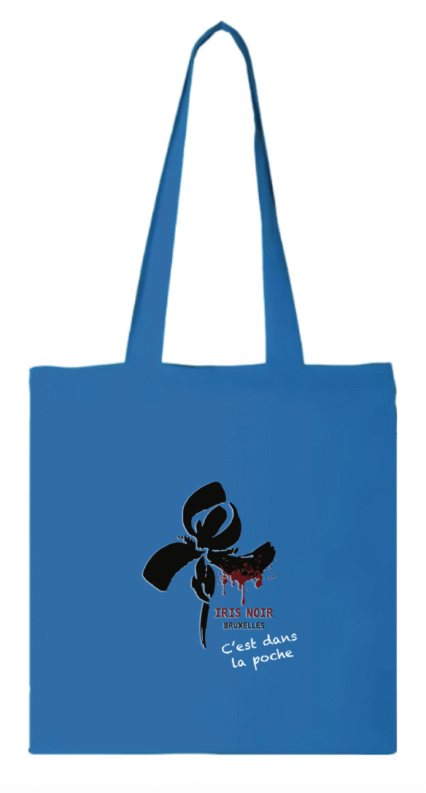 Sac bleu "Iris Noir, c'est dans la poche"